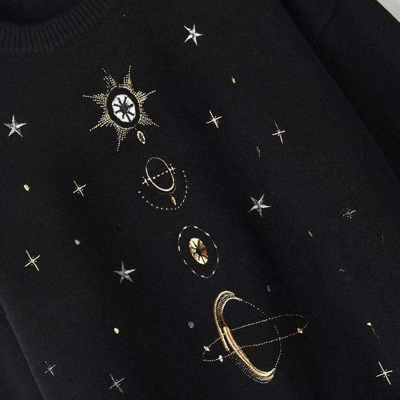 Starry Sky Embroidery Sweater Blackbrdstore