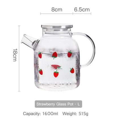 Strawberry Glass Teapot Blackbrdstore