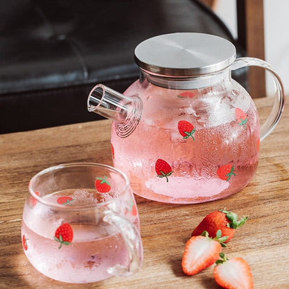 Strawberry Glass Teapot Blackbrdstore