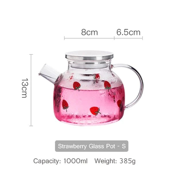 Strawberry Glass Teapot Blackbrdstore