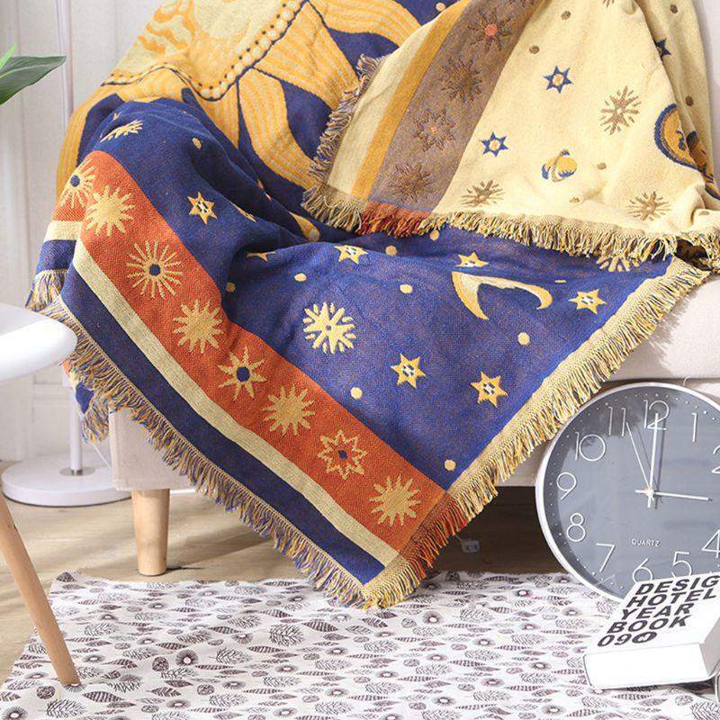 Sun Moon Stars Throw Blanket Blackbrdstore