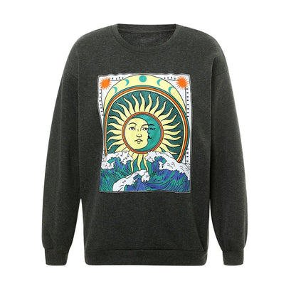 Sun & Moon Waves Hoodie Blackbrdstore