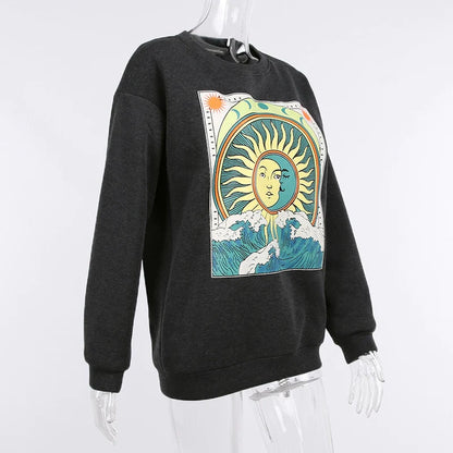 Sun & Moon Waves Hoodie Blackbrdstore