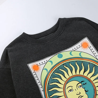 Sun & Moon Waves Hoodie Blackbrdstore