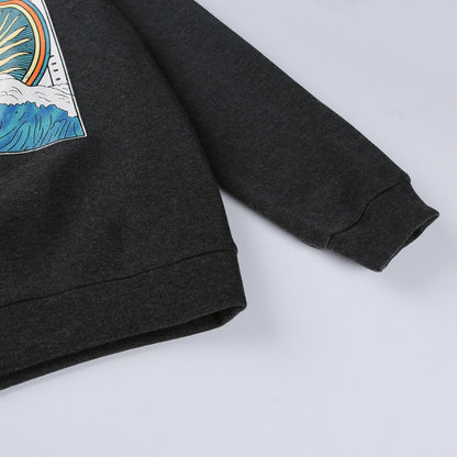 Sun & Moon Waves Hoodie Blackbrdstore