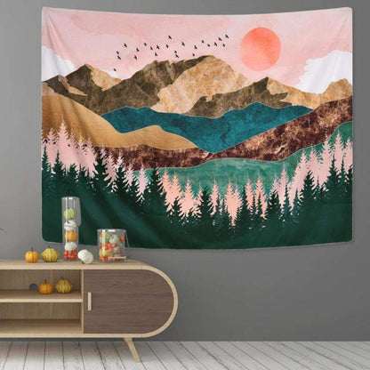 Sunset Mountains Tapestry Blackbrdstore