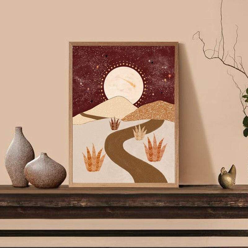 Terracotta Boho Canvas Wall Art Blackbrdstore