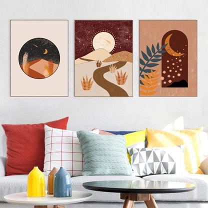 Terracotta Boho Canvas Wall Art Blackbrdstore