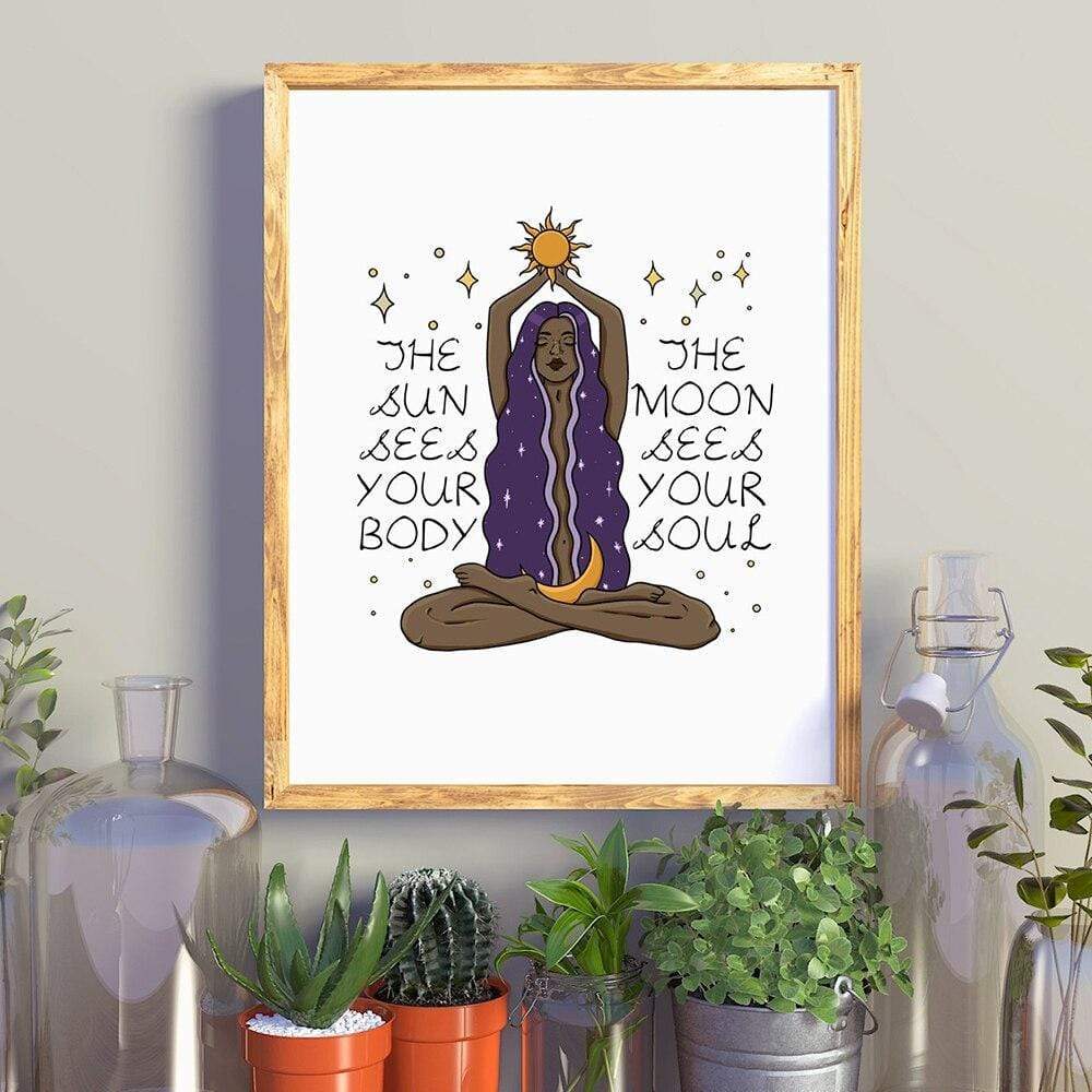 The sun sees your body-The moon sees your soul Wall Art Blackbrdstore