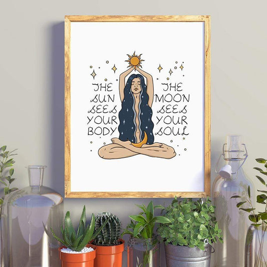 The sun sees your body-The moon sees your soul Wall Art Blackbrdstore
