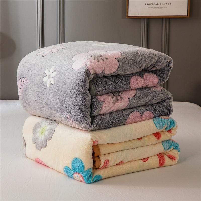 Thin Flannel Floral Blanket Blackbrdstore