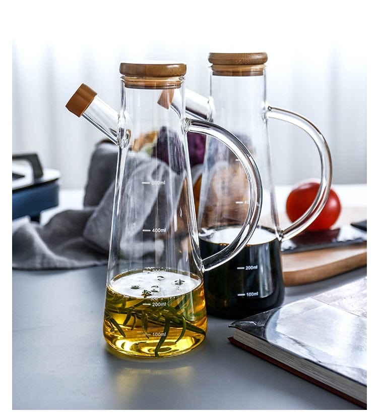 Transparent Glass Oil Bottle with Handle Blackbrdstore