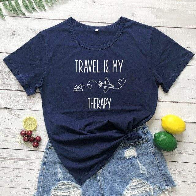 Travel Is My Therapy Graphic Tee Blackbrdstore