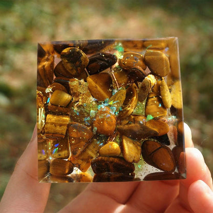 Tree of Life Peridot With Charoite Orgone Pyramid Blackbrdstore