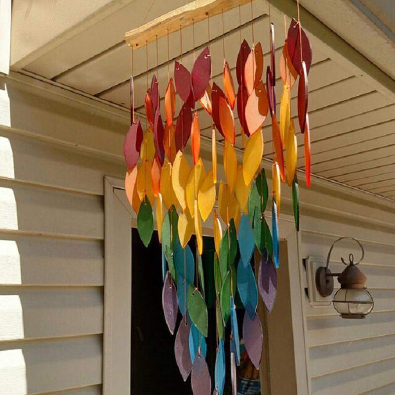 Tropical Rainbow Leaves Wind Chime Blackbrdstore