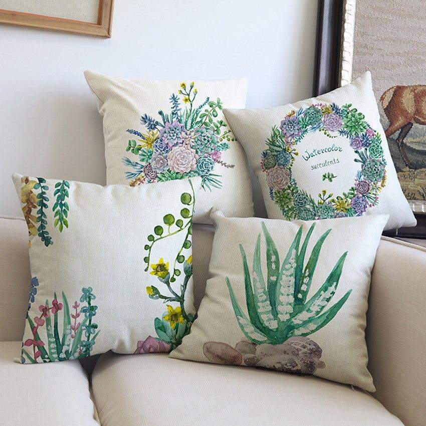 Tropical Succulents Cushion Covers Blackbrdstore