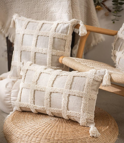 Tufted Boho Throw Cushion Cover Blackbrdstore