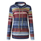 Turtleneck Striped Print  Hoodie Blackbrdstore