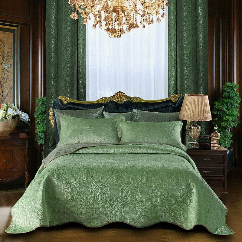 Twill Green Bedspread Cover Blackbrdstore