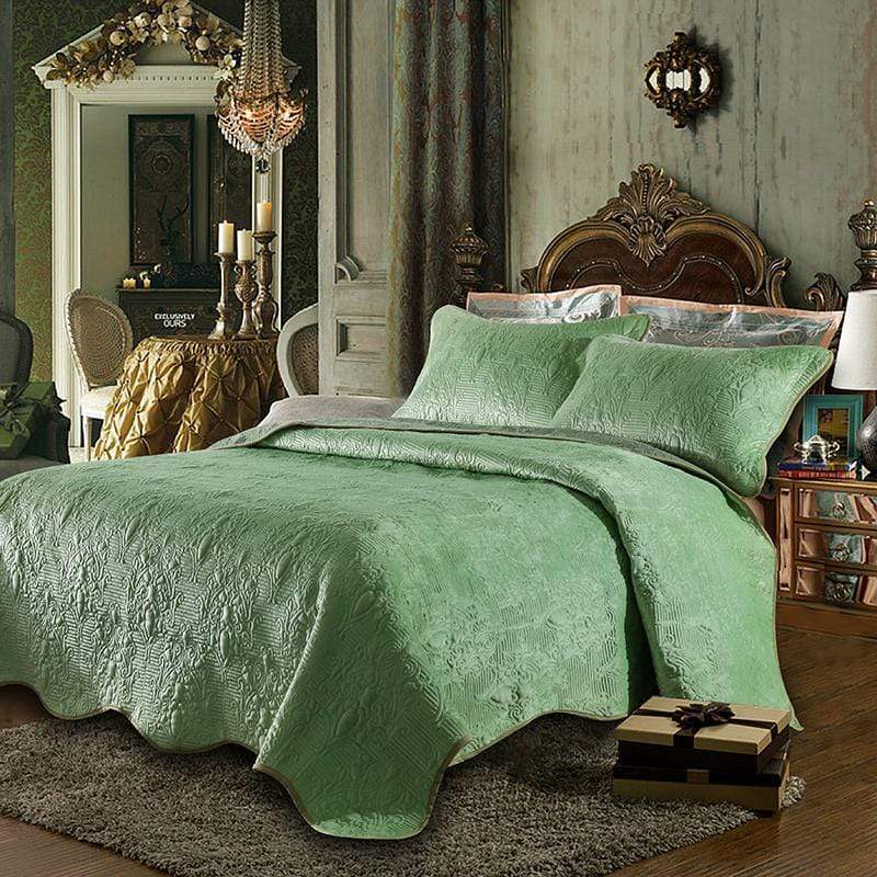 Twill Green Bedspread Cover Blackbrdstore