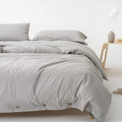 Ultrasoft Washed Cotton Duvet Cover with Buttons Blackbrdstore