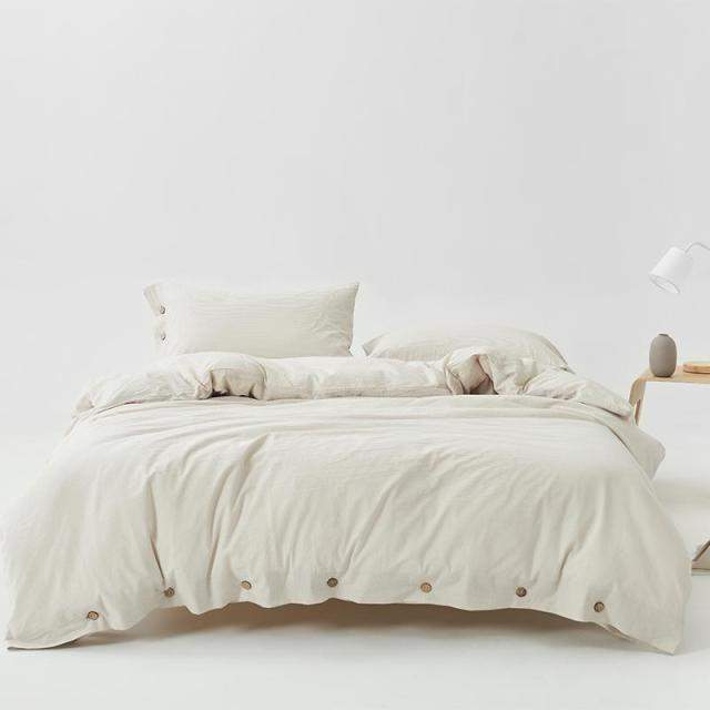 Ultrasoft Washed Cotton Duvet Cover with Buttons Blackbrdstore