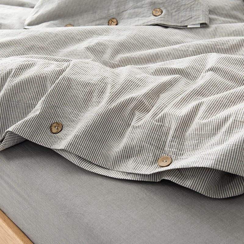 Ultrasoft Washed Cotton Duvet Cover with Buttons Blackbrdstore