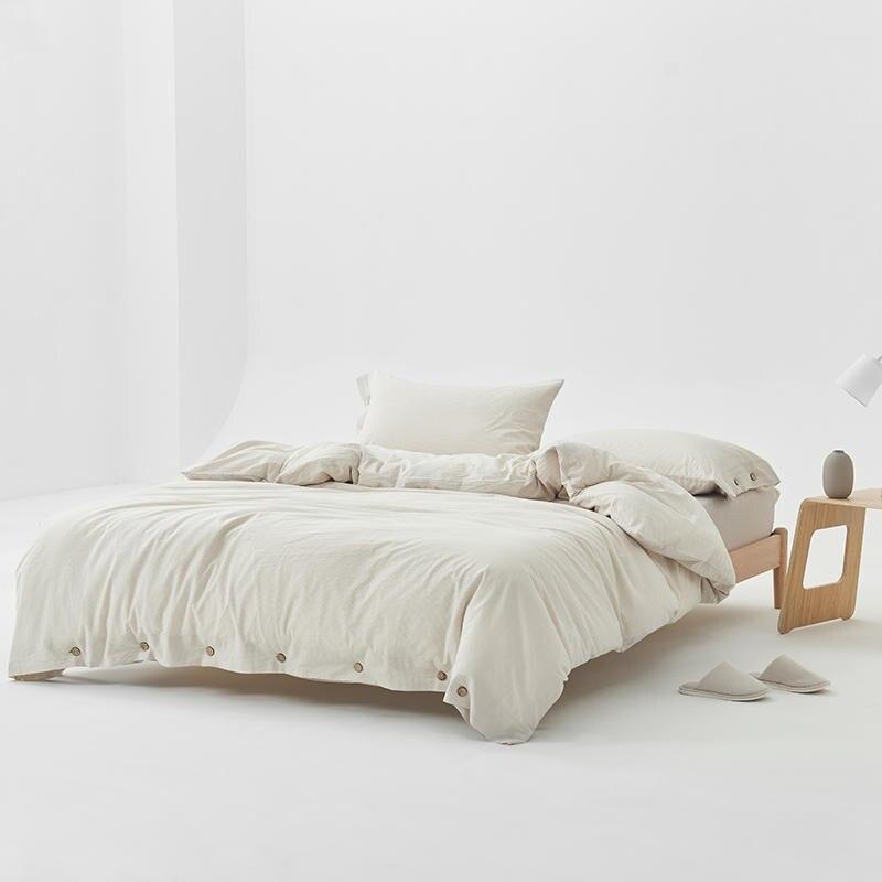 Ultrasoft Washed Cotton Duvet Cover with Buttons Blackbrdstore