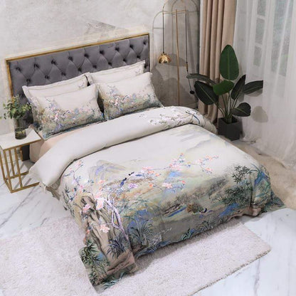 Universes Garden Egyptian Cotton Duvet Cover Set Blackbrdstore