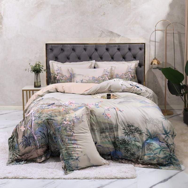 Universes Garden Egyptian Cotton Duvet Cover Set Blackbrdstore