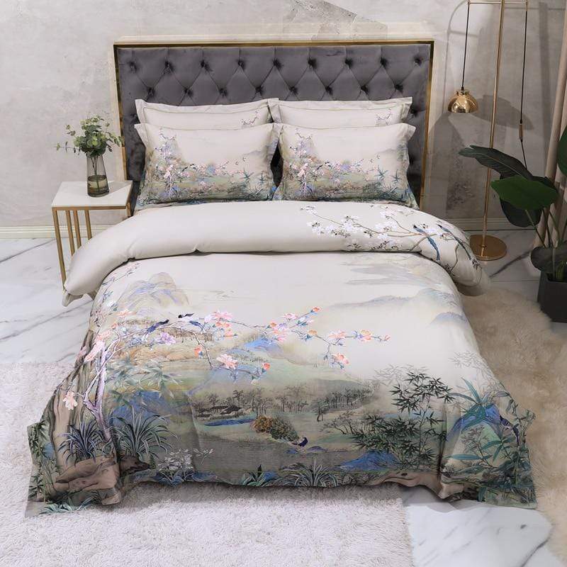 Universes Garden Egyptian Cotton Duvet Cover Set Blackbrdstore