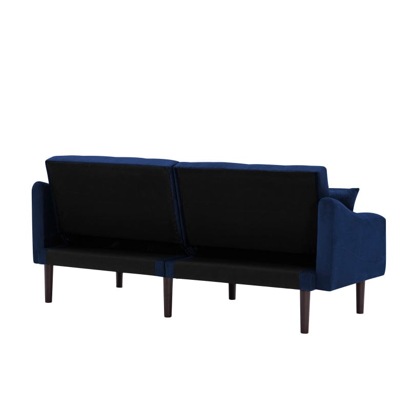 Velvet Upholstered Convertible Futon Sofa Blackbrdstore