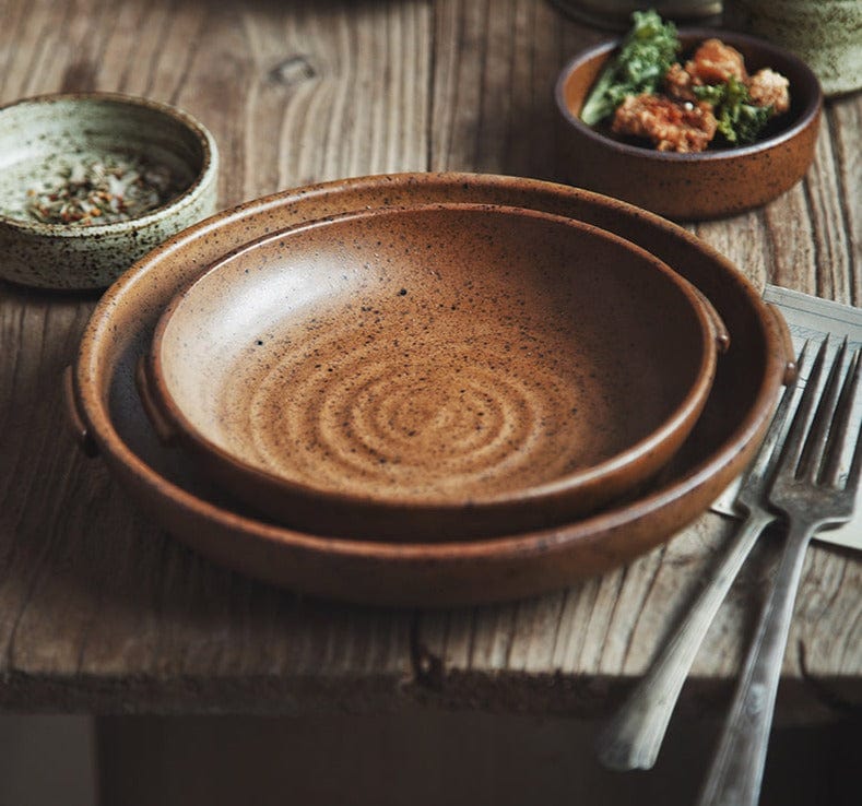 Vintage Ceramic Brown Dinner Plate Blackbrdstore