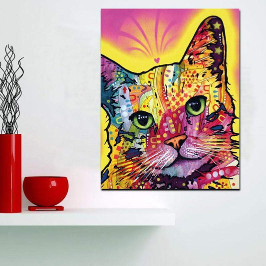 Watercolor Abstract Cat Wall Art Canvas Blackbrdstore