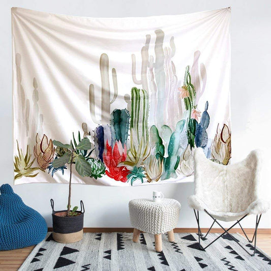 Watercolor Cactus Tapestry Blackbrdstore