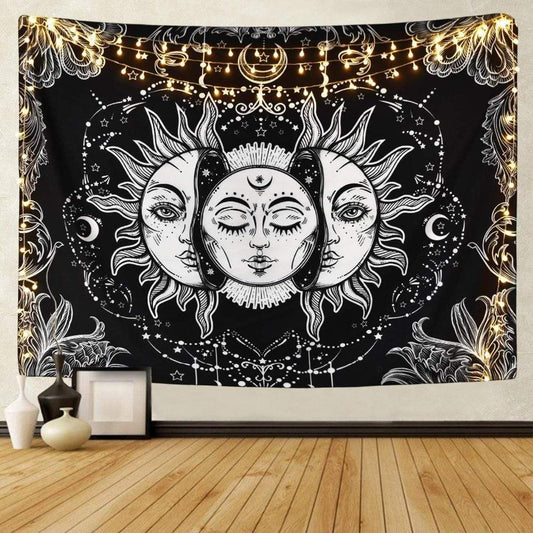 White And Black Sun Moon Tapestry Blackbrdstore