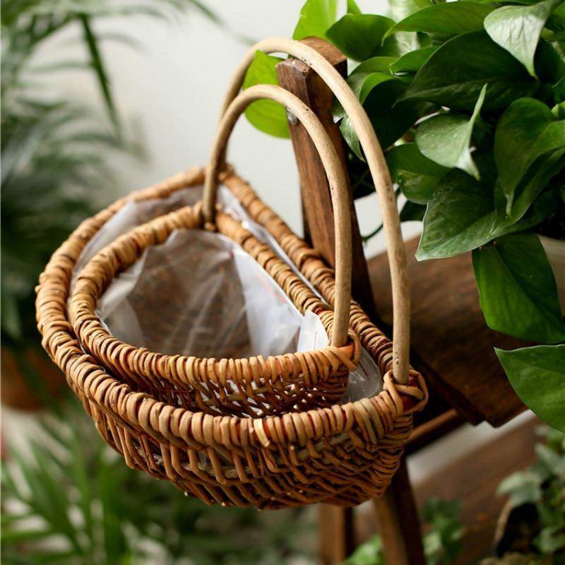 Wicker Wall Hanging Flower Basket Blackbrdstore