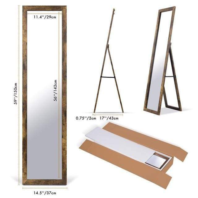 Wooden Full Length Standing Mirror Blackbrdstore