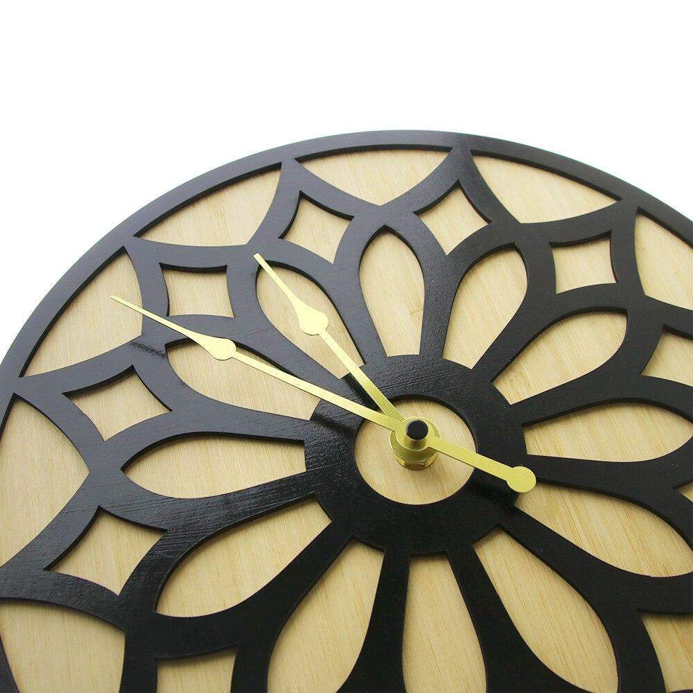 Wooden Lotus Flower Clock Blackbrdstore