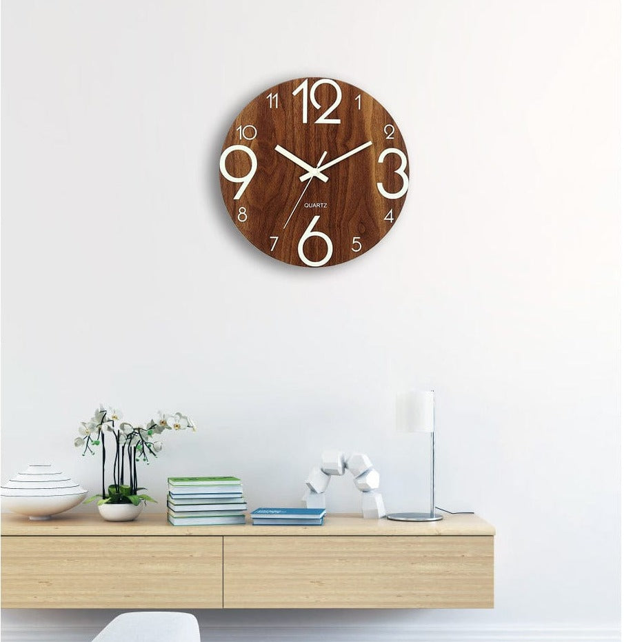 Wooden Luminous Wall Clock Blackbrdstore