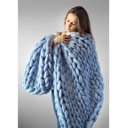 Wool Chunky Knitted Blanket Blackbrdstore