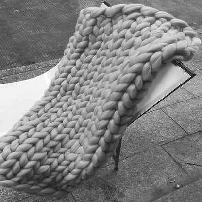 Wool Chunky Knitted Blanket Blackbrdstore