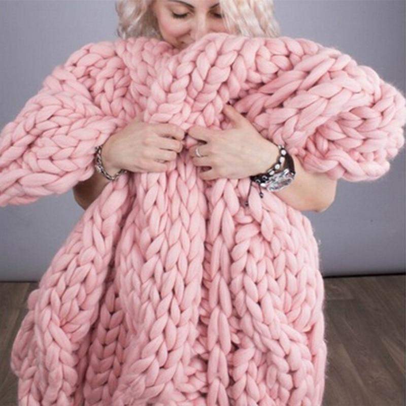 Wool Chunky Knitted Blanket Blackbrdstore