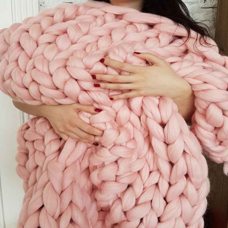 Wool Chunky Knitted Blanket Blackbrdstore