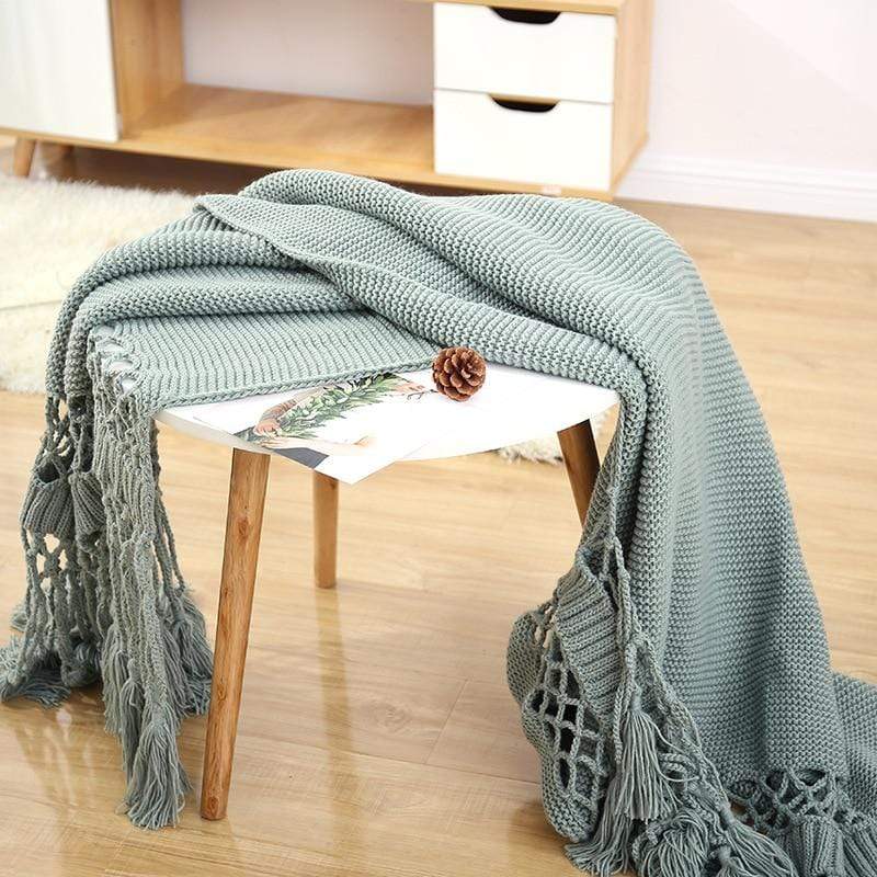 Yarn Knitted Throw Blanket Blackbrdstore