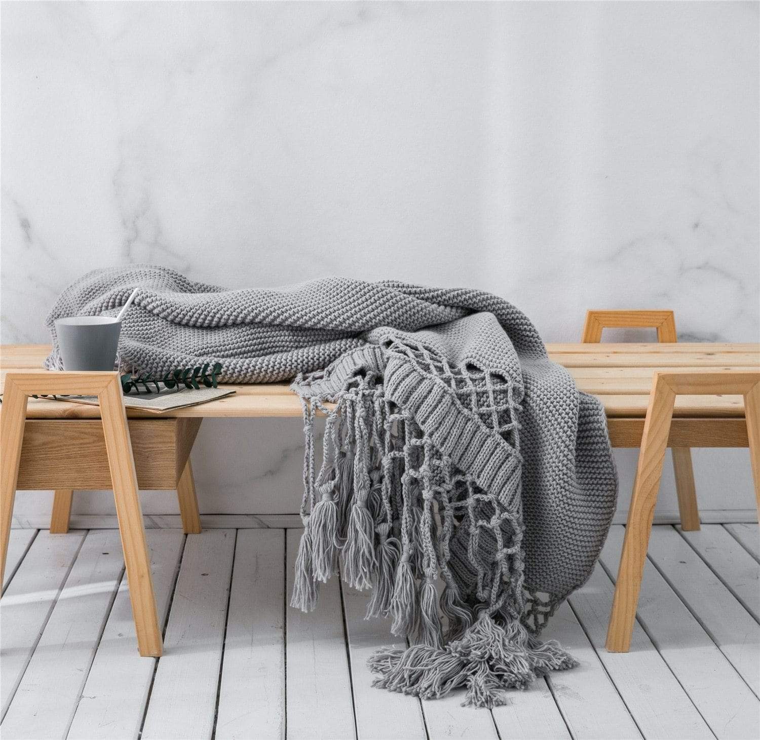 Yarn Knitted Throw Blanket Blackbrdstore