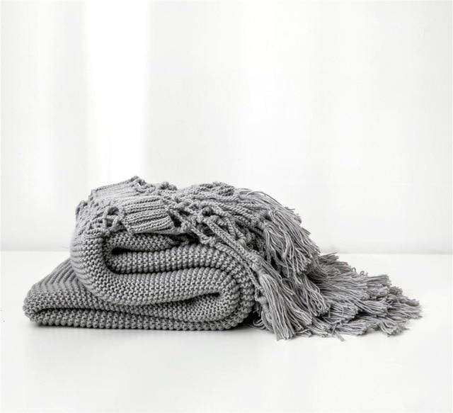 Yarn Knitted Throw Blanket Blackbrdstore