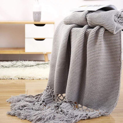 Yarn Knitted Throw Blanket Blackbrdstore