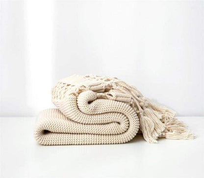 Yarn Knitted Throw Blanket Blackbrdstore