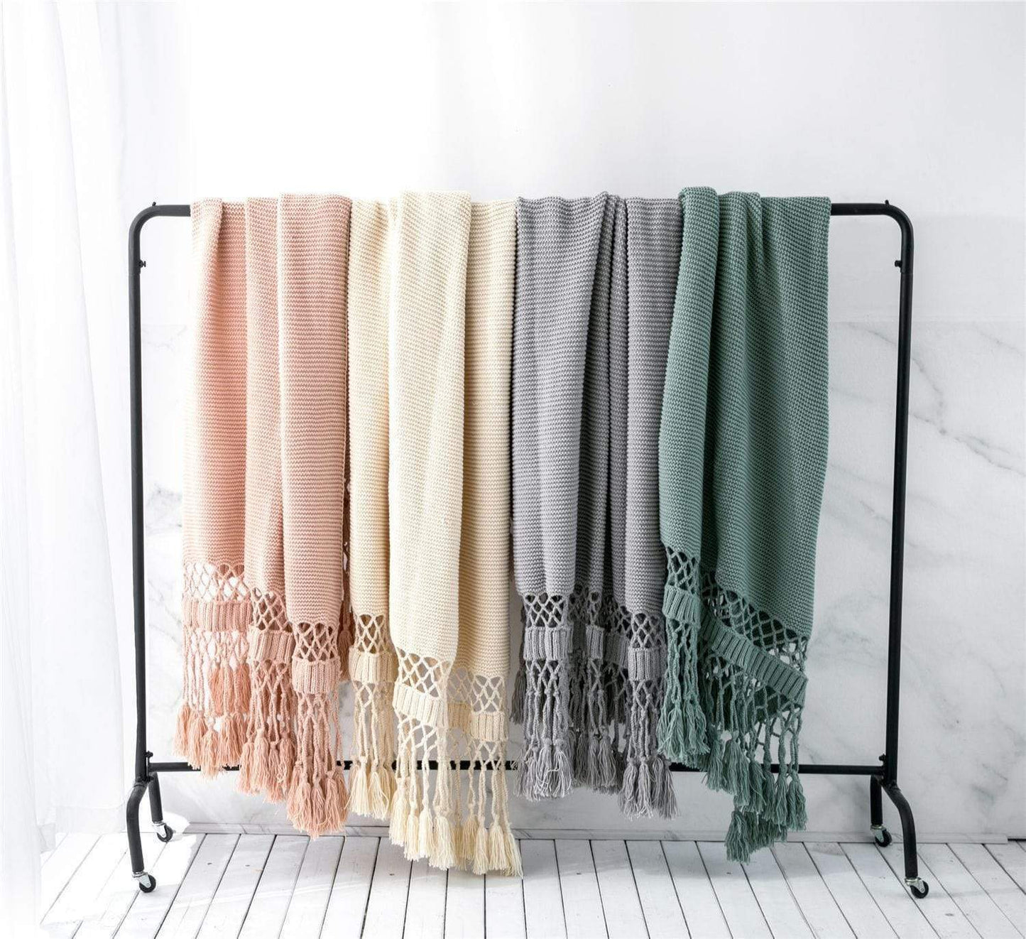 Yarn Knitted Throw Blanket Blackbrdstore